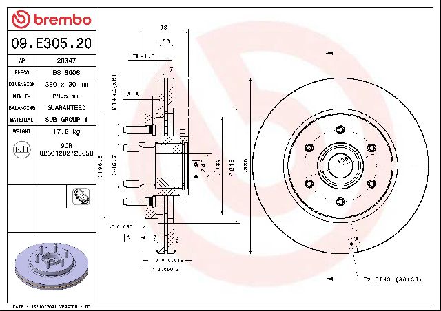 2006-2008 Lincoln Mark LT Disc Brake Rotor - Front (Brembo)
