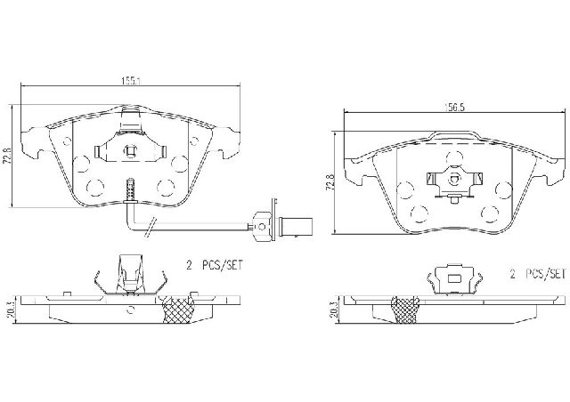2006-2011 Audi A6 Disc Brake Pad Set - Front (Brembo)