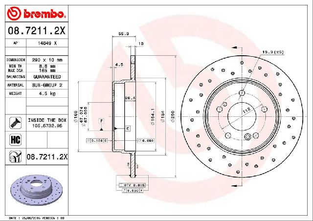 2006-2007 Mercedes-Benz C280 Disc Brake Rotor - Rear (Brembo)