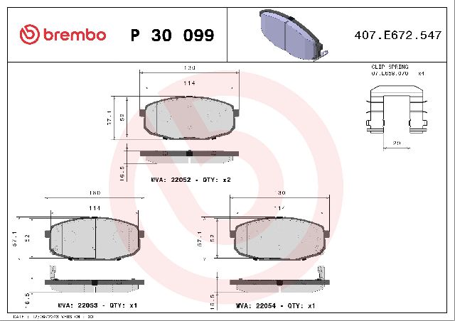 2017-2019 Kia Soul Disc Brake Pad Set - Front (Brembo)