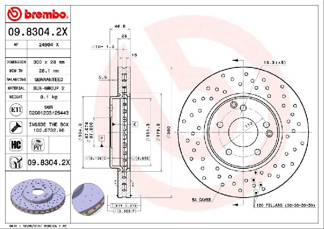 2006-2007 Mercedes-Benz C280 Disc Brake Rotor - Front (Brembo)