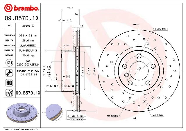2011-2017 BMW X3 Disc Brake Rotor - Front (Brembo)