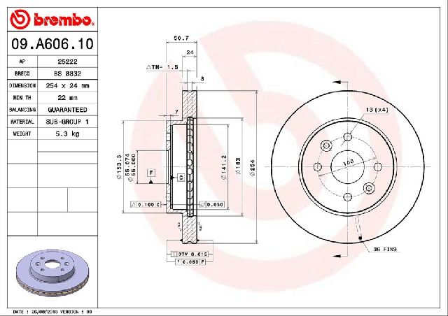 2003-2005 Kia Rio Disc Brake Rotor - Front (Brembo)