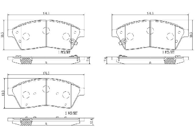 2010-2016 Cadillac SRX Disc Brake Pad Set - Front (Brembo)