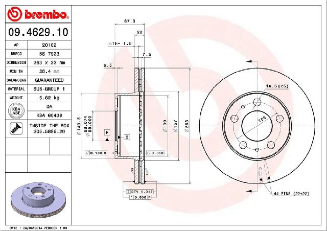1976-1981 Volvo 265 Disc Brake Rotor - Front (Brembo)