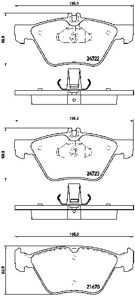 2006-2009 Mercedes-Benz E350 Disc Brake Pad Set - Front (Brembo)