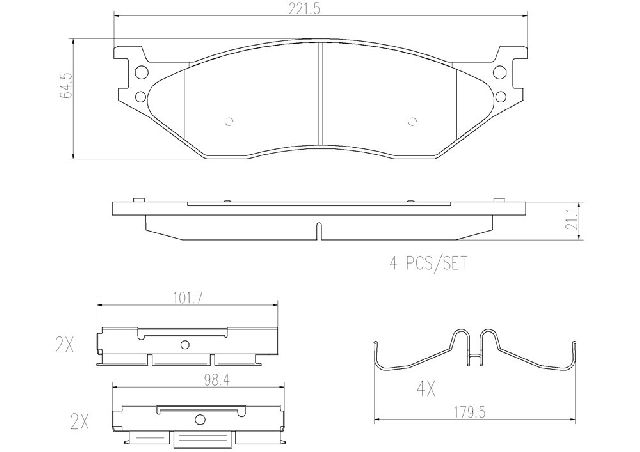 2005-2016 Ford F-550 Super Duty Disc Brake Pad Set - Front or Rear (Brembo)