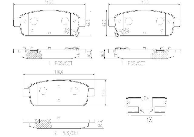 2013-2017 Chevrolet Trax Disc Brake Pad Set - Rear (Brembo)