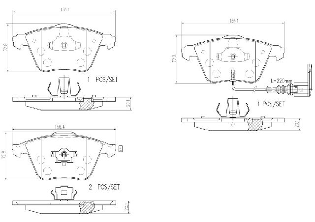 2009-2012 Volkswagen CC Disc Brake Pad Set - Front (Brembo)