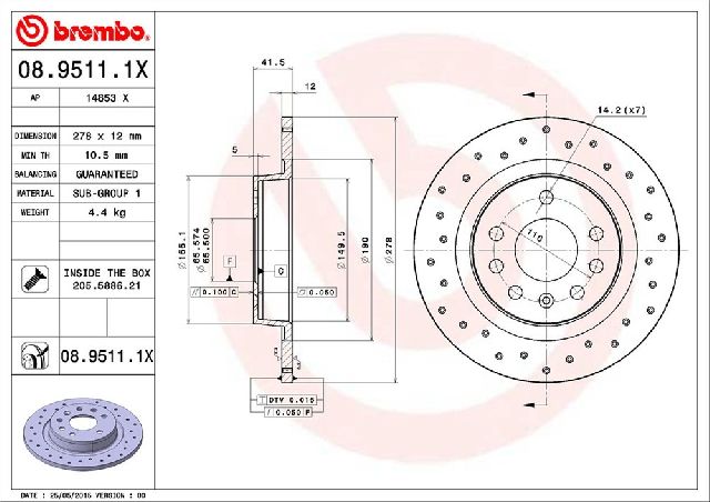 2003-2011 Saab 9-3 Disc Brake Rotor - Rear (Brembo)