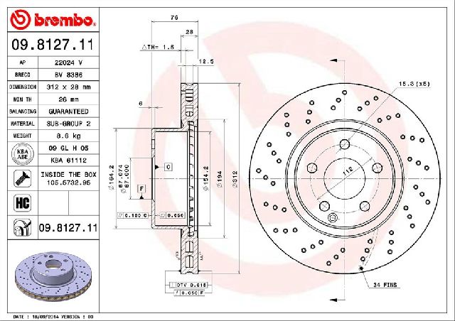 2003-2006 Mercedes-Benz S500 Disc Brake Rotor - Front (Brembo)
