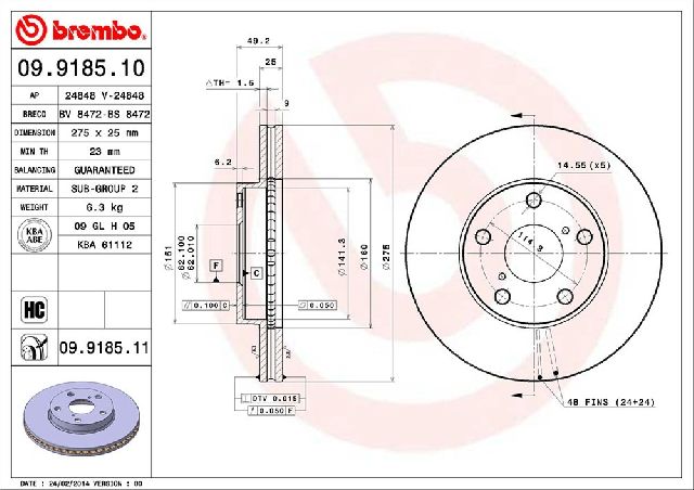 2001-2005 Toyota RAV4 Disc Brake Rotor - Front (Brembo)