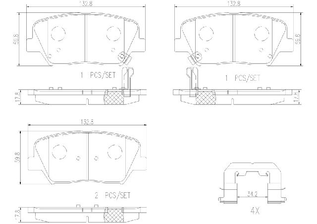 2012-2017 Hyundai Azera Disc Brake Pad Set - Front (Brembo)