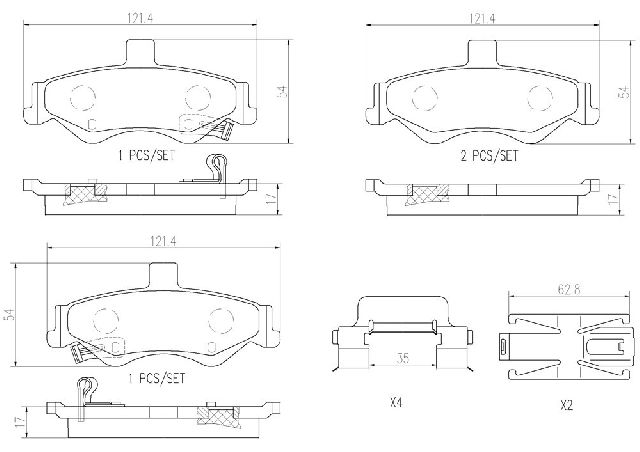 1998-2002 Pontiac Firebird Disc Brake Pad Set - Rear (Brembo)