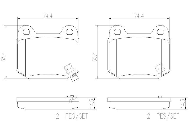 2004-2014 Subaru Impreza Disc Brake Pad Set - Rear (Brembo)
