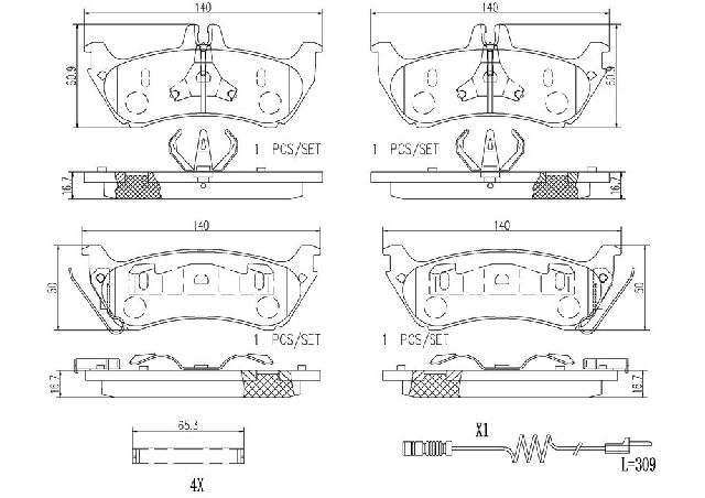 2003-2005 Mercedes-Benz ML350 Disc Brake Pad Set - Rear (Brembo)