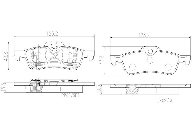 2002-2008 Mini Cooper Disc Brake Pad Set - Rear (Brembo)
