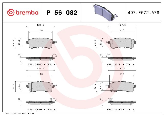 2011-2013 INFINITI QX56 Disc Brake Pad Set - Rear (Brembo)