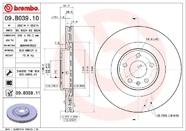 2010 Audi A4 Disc Brake Rotor - Front (Brembo)