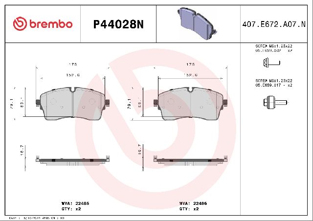 2018-2020 Jaguar E-Pace Disc Brake Pad Set - Front (Brembo)