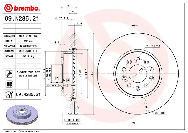 2013-2018 Cadillac ATS Disc Brake Rotor - Front (Brembo)