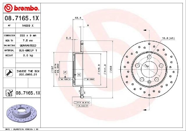 1999-2009 Volkswagen Jetta Disc Brake Rotor - Rear (Brembo)
