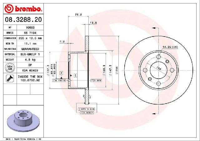 1978-1983 BMW 320i Disc Brake Rotor - Front (Brembo)