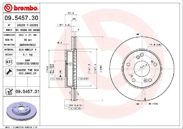2002-2006 Acura RSX Disc Brake Rotor - Front (Brembo)