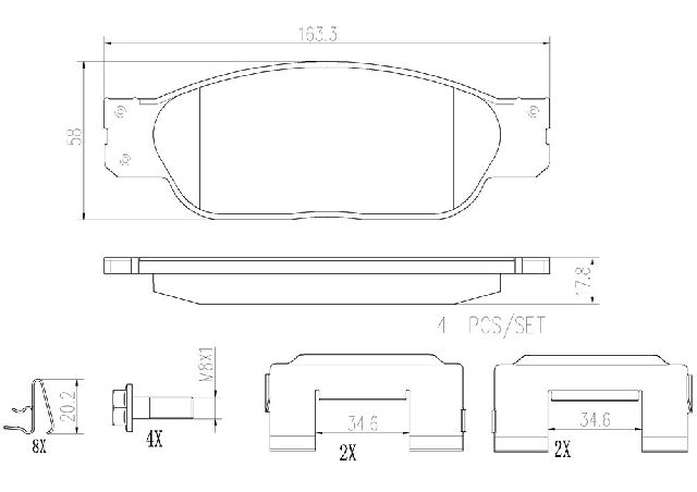 2000-2006 Lincoln LS Disc Brake Pad Set - Front (Brembo)