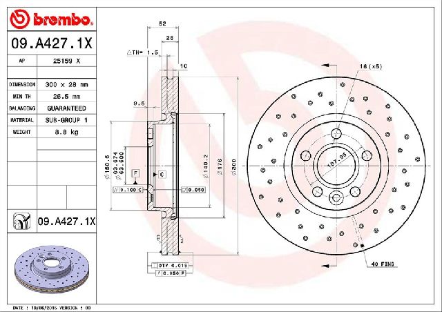 2007-2016 Volvo S80 Disc Brake Rotor - Front (Brembo)