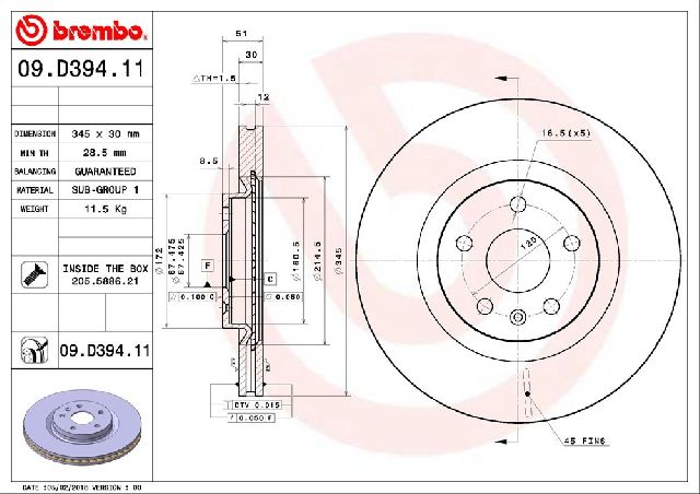 2008-2014 Cadillac CTS Disc Brake Rotor - Front (Brembo)