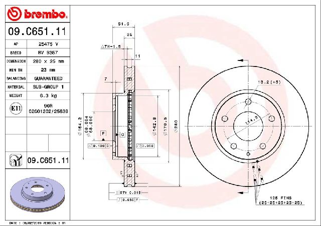2014-2018 Mazda 3 Disc Brake Rotor - Front (Brembo)