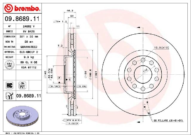 2005-2009 Audi A4 Disc Brake Rotor - Front (Brembo)