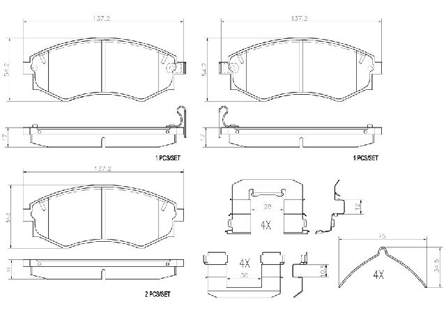 1995-2004 Hyundai Sonata Disc Brake Pad Set - Front (Brembo)