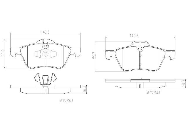 2002-2008 Mini Cooper Disc Brake Pad Set - Front (Brembo)