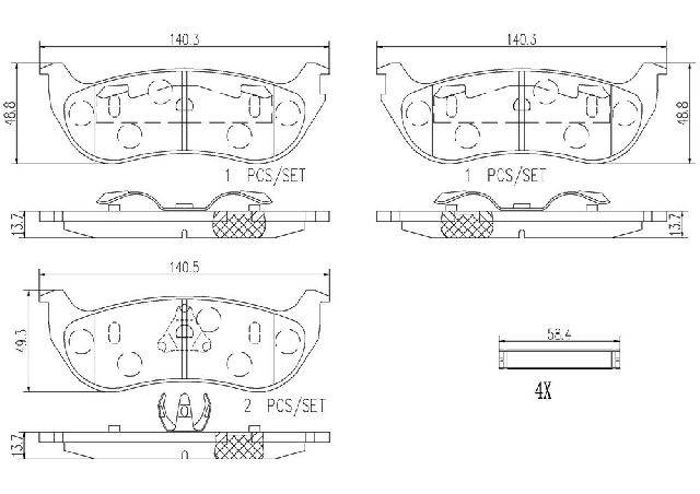 2003-2005 Jeep Wrangler Disc Brake Pad Set - Rear (Brembo)