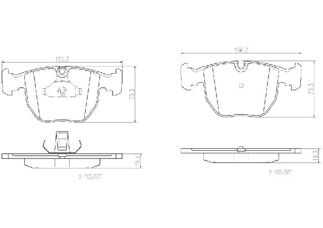 2001-2003 BMW 530i Disc Brake Pad Set - Front (Brembo)