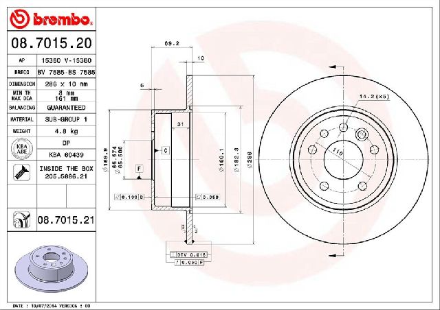 1999-2003 Saab 9-3 Disc Brake Rotor - Rear (Brembo)