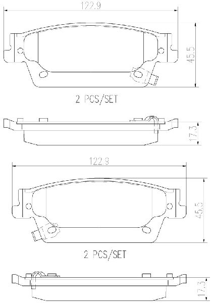 2005-2011 Cadillac STS Disc Brake Pad Set - Rear (Brembo)