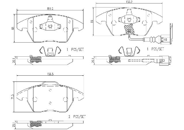 2006-2013 Audi A3 Disc Brake Pad Set - Front (Brembo)