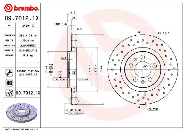 1999-2009 Volkswagen Jetta Disc Brake Rotor - Front (Brembo)