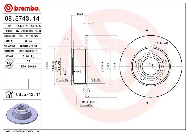 1996-1997 Audi S6 Disc Brake Rotor - Rear (Brembo)