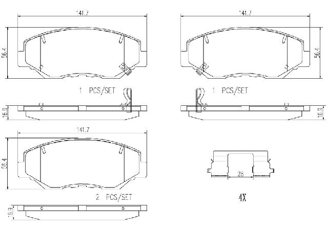 2003-2011 Honda Element Disc Brake Pad Set - Front (Brembo)