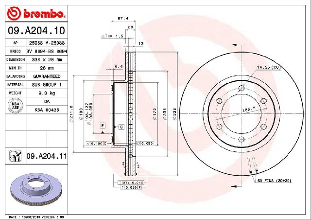 2003-2009 Lexus GX470 Disc Brake Rotor - Front (Brembo)