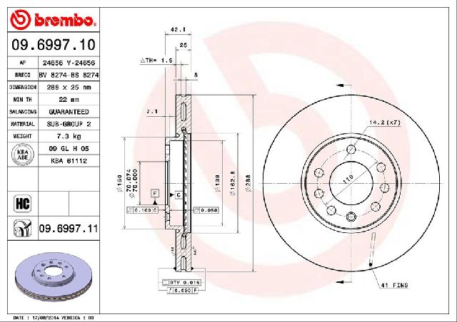 1999-2003 Saab 9-3 Disc Brake Rotor - Front (Brembo)