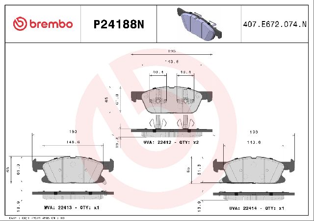 2019-2023 Lincoln Nautilus Disc Brake Pad Set - Front (Brembo)