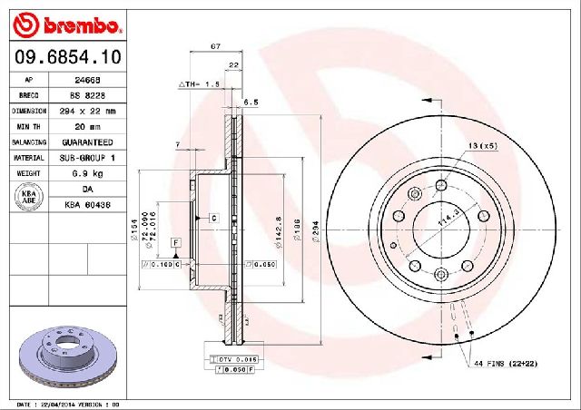 1993-1995 Mazda RX-7 Disc Brake Rotor - Front (Brembo)