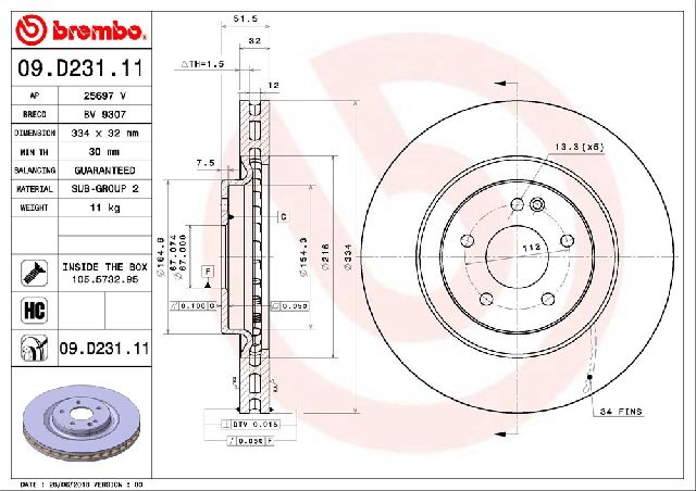 1999-2002 Mercedes-Benz SL600 Disc Brake Rotor - Front (Brembo)
