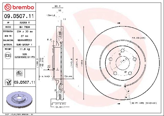 2016-2024 Lexus IS300 Disc Brake Rotor - Front (Brembo)