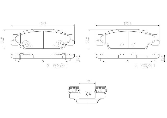 2005-2011 Cadillac STS Disc Brake Pad Set - Rear (Brembo)